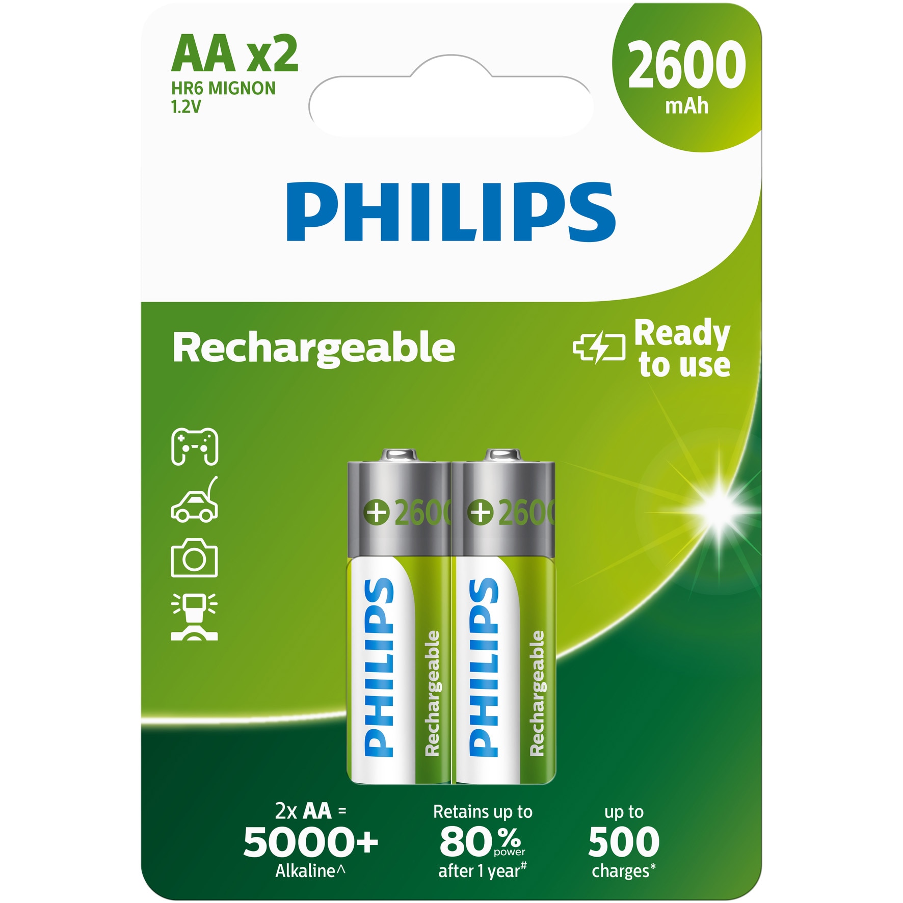 Acumulatori Philips AA, 2600 mAh, 2 buc