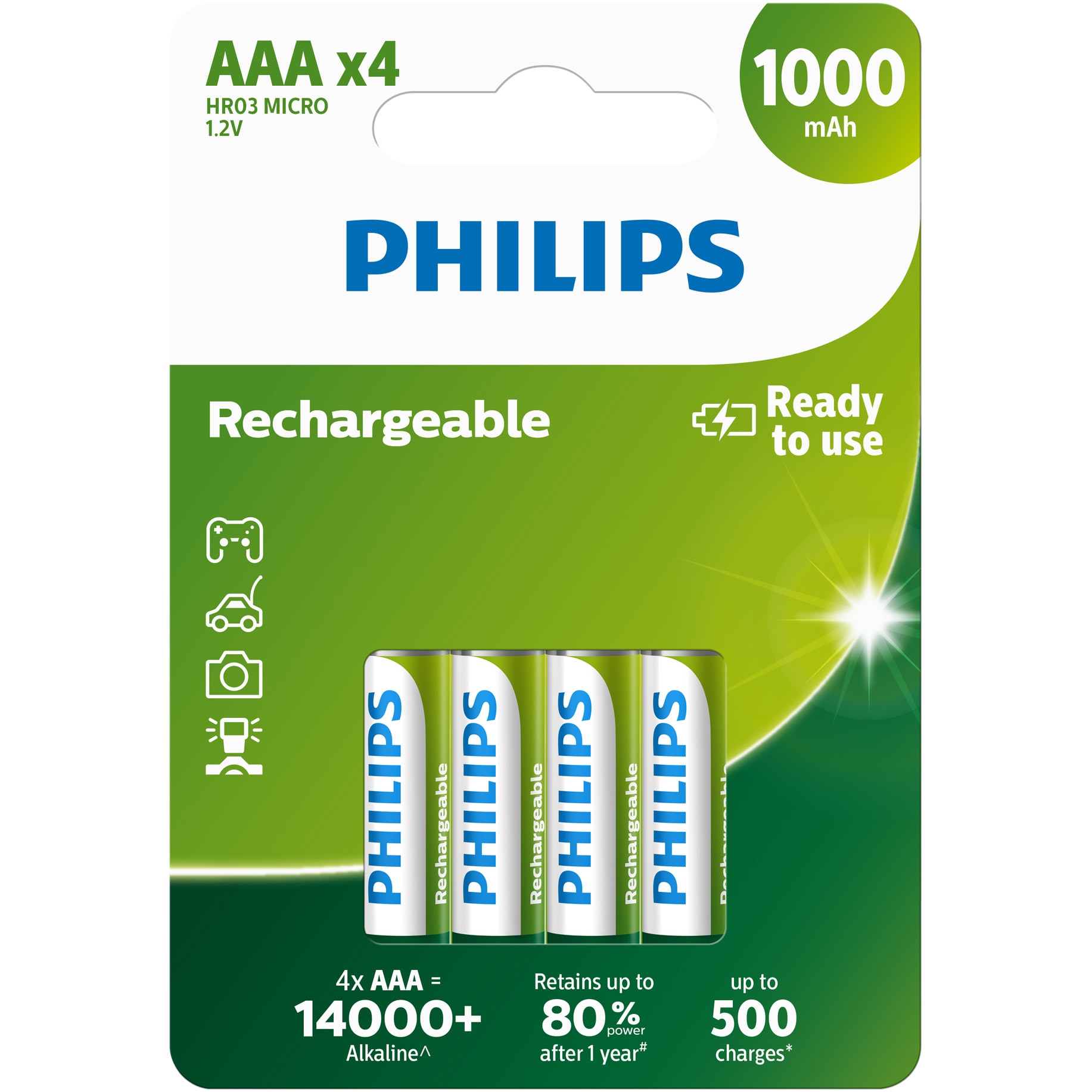 Acumulatori Philips AAA, 1000 mAh, 4 buc
