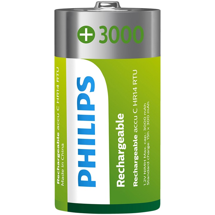 Acumulatori Philips C, 3000 mAh, 2 buc