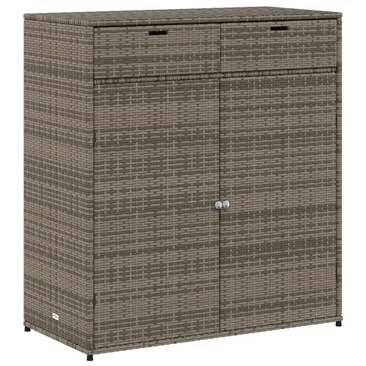 Градински шкаф за съхранение vidaXL, Сив, 105x55x113 см, Полиратан, 19.24 Kg