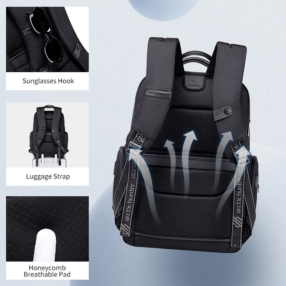 Rucsac pentru laptop, Arctic Hunter Xava, poliester, 49x32x25, 5 cm, negru