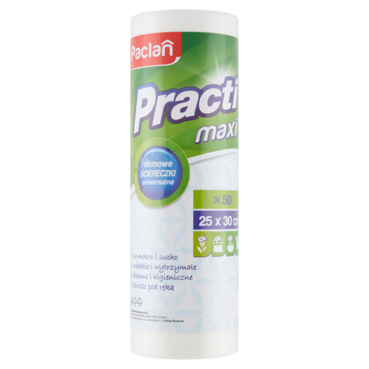 50 db-os Practi Maxi háztartási kendő készlet, Paclan, viszkóz/poliészter, 25x30 cm, fehér