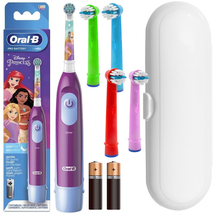 Oral-B Advance hercegnők elektromos fogkefe, tok, 4 csere fogkefehegy, rózsaszín/fehér