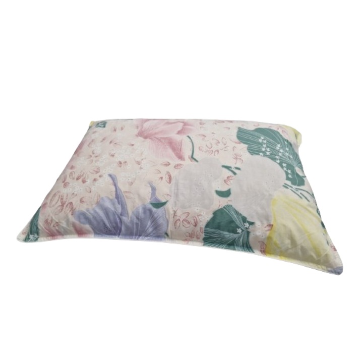 Perna 60x40x20 cm, HTT, culoare MULTIFLORAL, nivel densitate : ferma, cusatura dubla, 75 % puf alb alb de gasca, 100 % bumbac