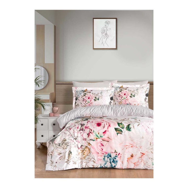 Спален комплект Кингтекс ELIS, дигитален памучен сатен за спалня, 200х220