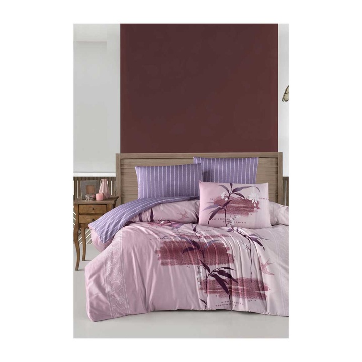 Спален комплект Кингтекс LILYA, дигитален памучен сатен за спалня, 200х220