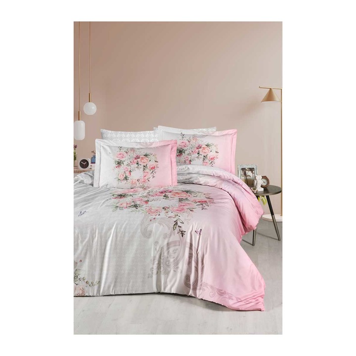 Спален комплект Кингтекс VINTAGE ROSE, дигитален памучен сатен за спалня, 200х220