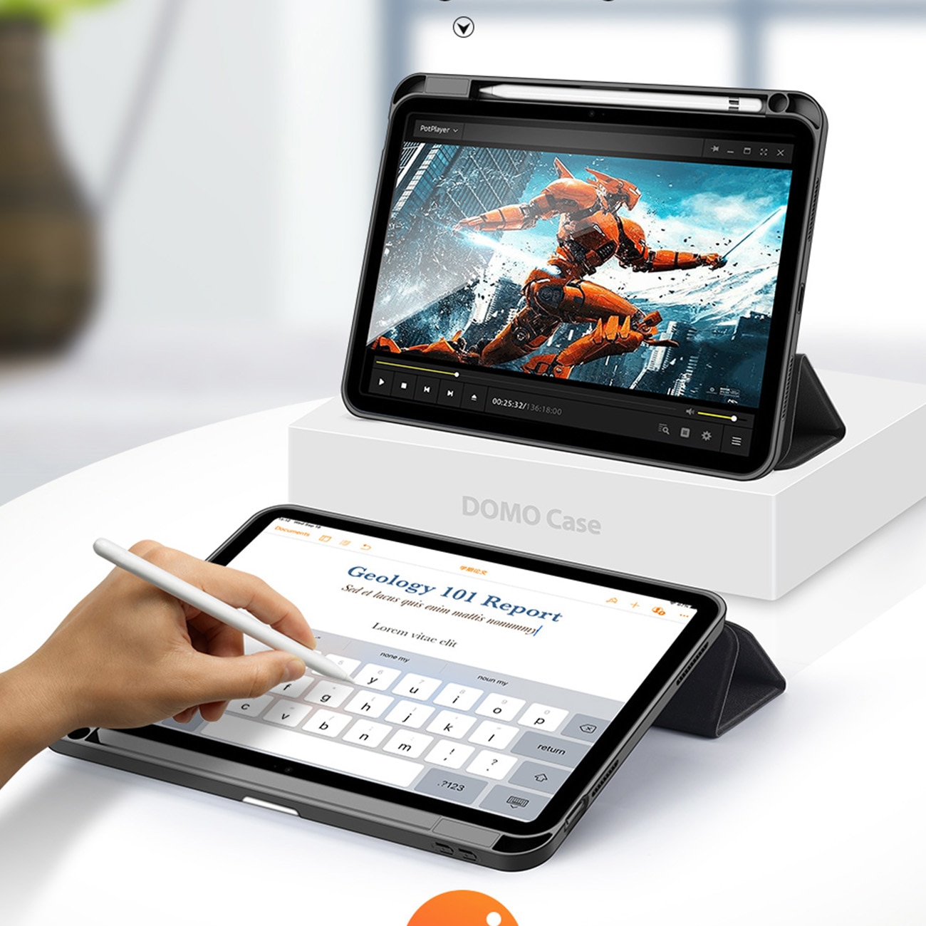 Husa DUX DUCIS DOMO pliabila cu depozitare creion pentru iPad 10 (2022) neagra