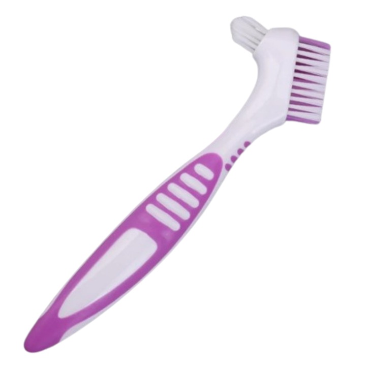 Ergonomikus fogkefe dupla fejjel, EVNC, Brush Effective Oral, lila