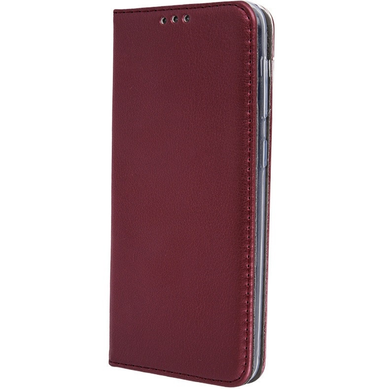 Husa de telefon compatibila cu Motorola Moto G15 / G05, tip carte, cu suport pentru card de credit, inchidere magnetica, visinie, Smart Magneto