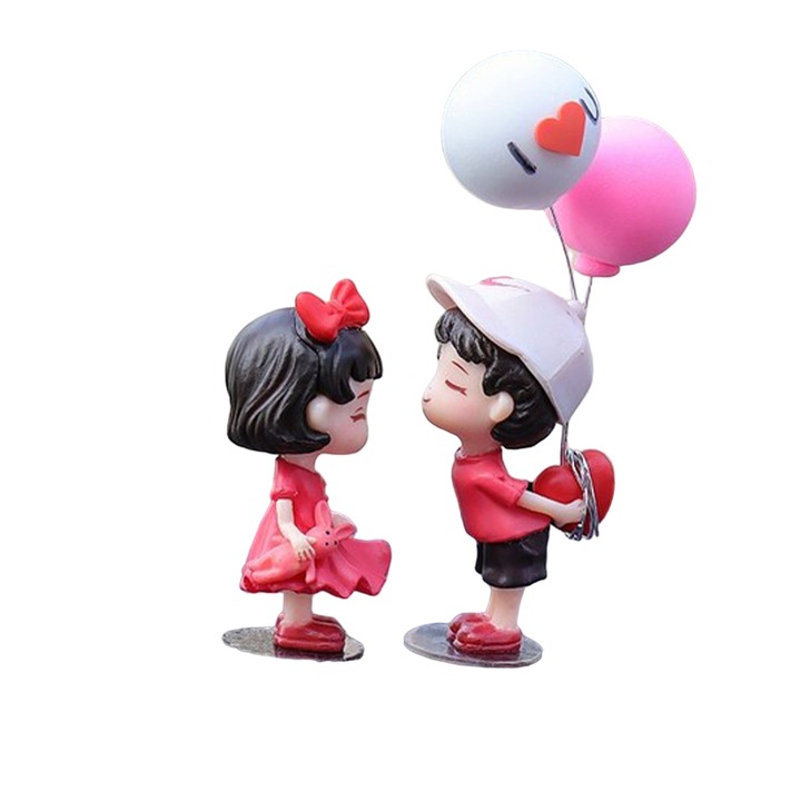 Egyedi dekorációs figurák, szerelmes tinédzser pár modell I love you léggömbökkel kiegészítve, öntapadós, éld a pillanatot témával, piros, EFAYN