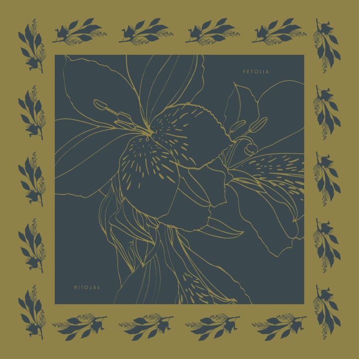 Batic The Magnificent Alstroemeria, albastru/olive, 90 x 90 cm