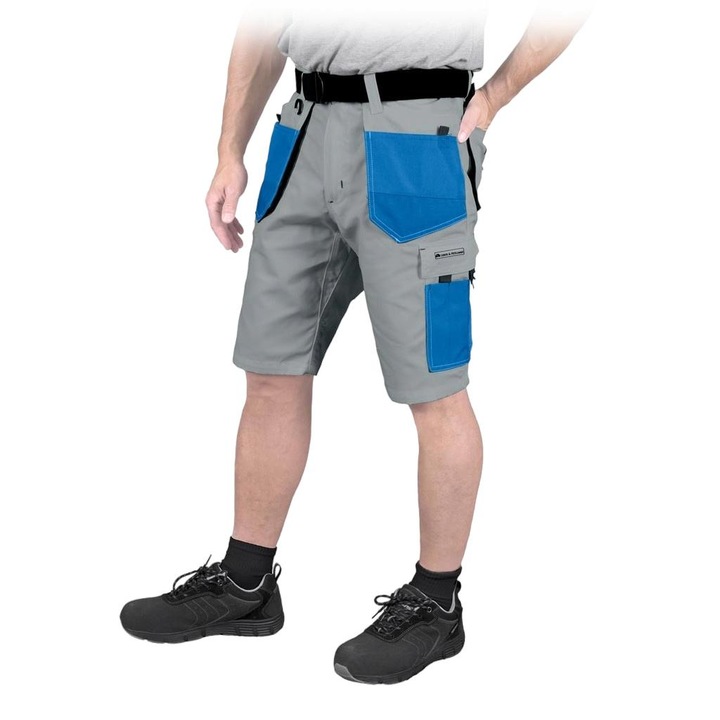 Pantaloni scurti de lucru barbati, LEBER HOLLMAN, Poliester/Bumbac, Gri/Albastru, XXL