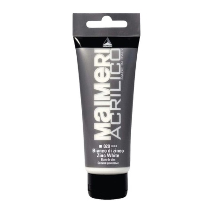 Culoare Acrilica, Zinc White, 75 ml, Acrilico Maimeri