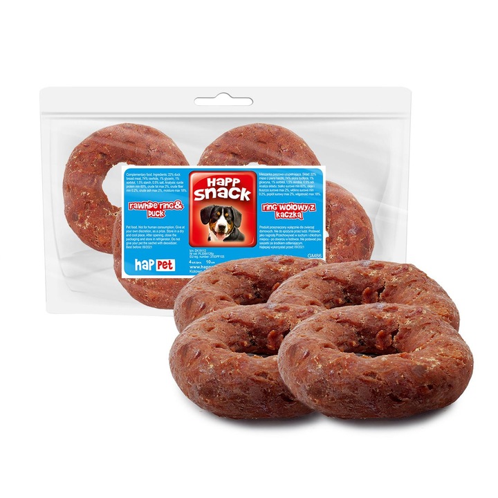 Set 4 inele de vita cu rata pentru caini, Happet