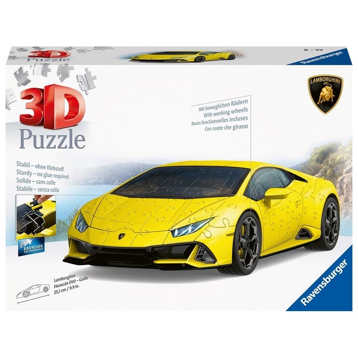 3D пъзел, Ravensburger, Lamborghini Huracn Evo Giallo, 156 части