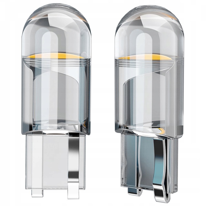 2 db LED izzó készlet, SPHERE COB 360°, T10 / W5W, fehér fény, műszerfalhoz, környezeti világítás, átlátszó