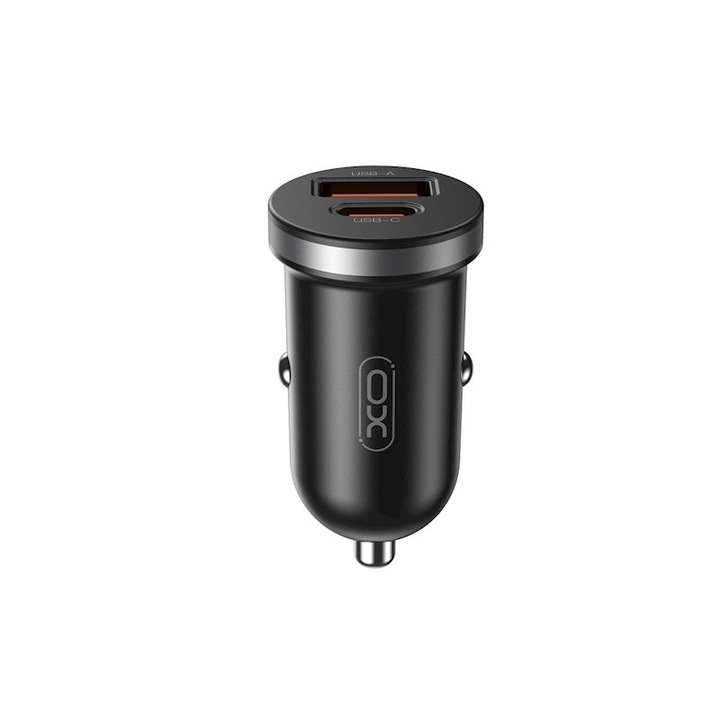 Autós töltő 1XUSB / 1XUSB-C és usb-c kábel QC 30W XO CC56 fekete