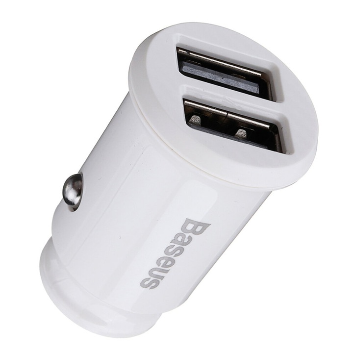 Incarcator auto 2xUSB 3.1A Baseus grain mini white