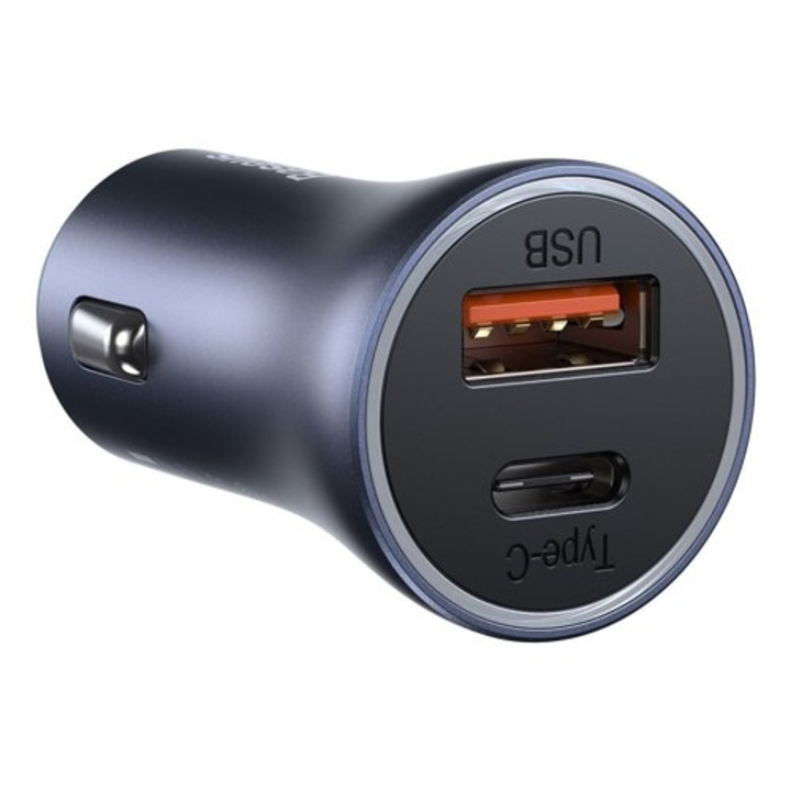 Autós töltő 1xUSB / 1xUSB-C 40W Baseus arany csatlakozó pro CCJD-0G szürke