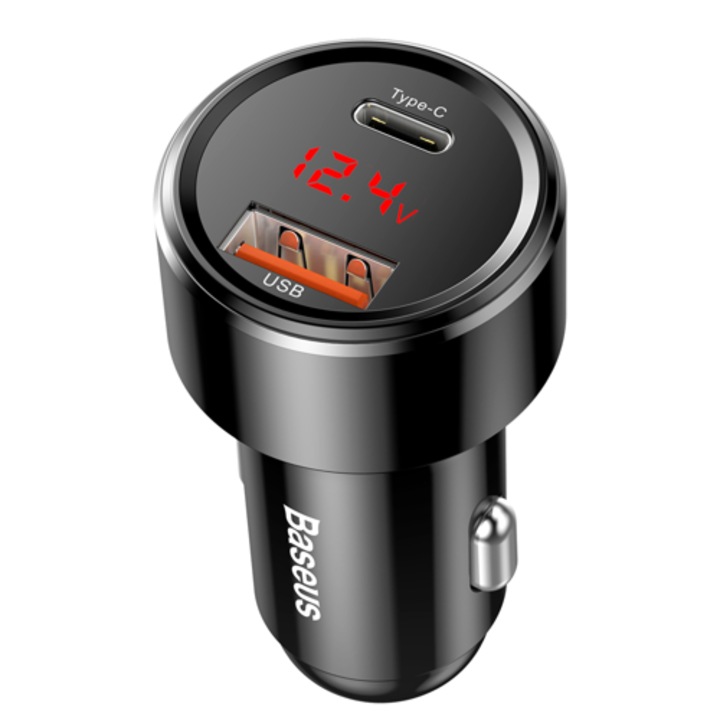 Autós töltő 1xUSB / 1xUSB-C 6A 45W Baseus magic sorozat CCMLC20C-01 fekete