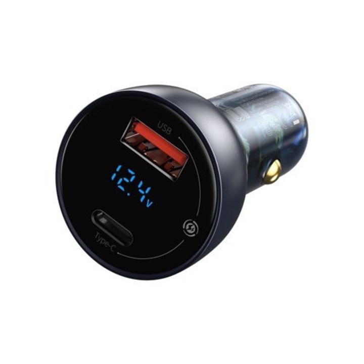 Autós töltő USB / USB-C 5A 65W Baseus tápellátás, CCKX-C0G szürke