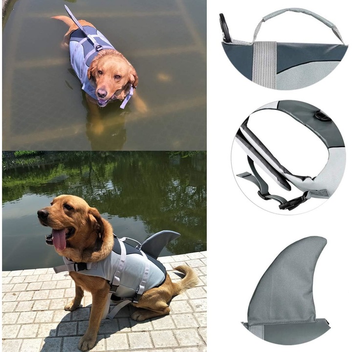 Жилетка за плуване за кучета размер L модел акула VOHONEY