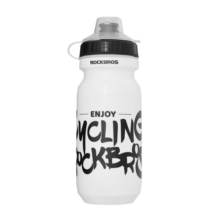 Sticla sport, tip bidon, pentru apa, 600 ml, Rockbros, alba