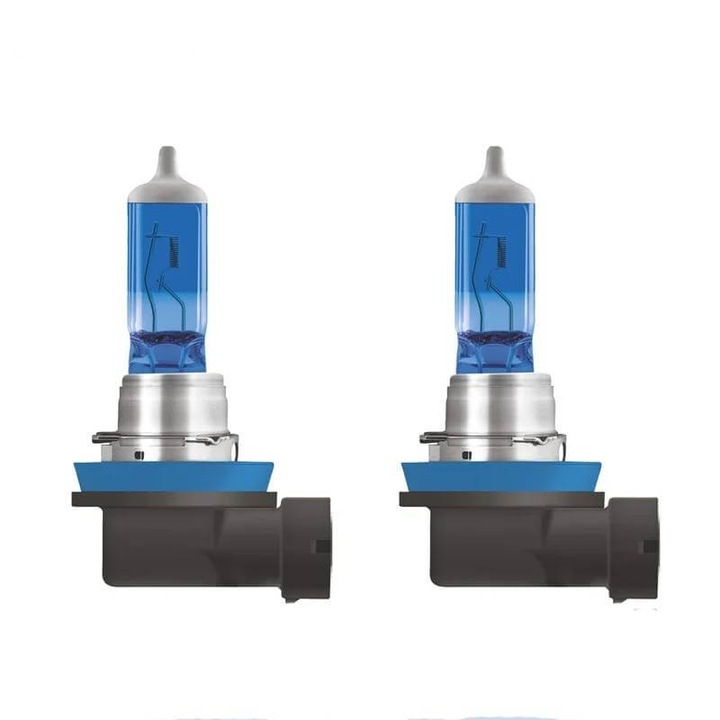 Set de 2 becuri halogen H11, 100W, Xenon Look, 12V, lumina alba 5000K