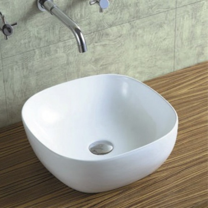 Порцеланов умивалник върху плот Inter Ceramic ICB 492, овална, 40см, Бял гланц