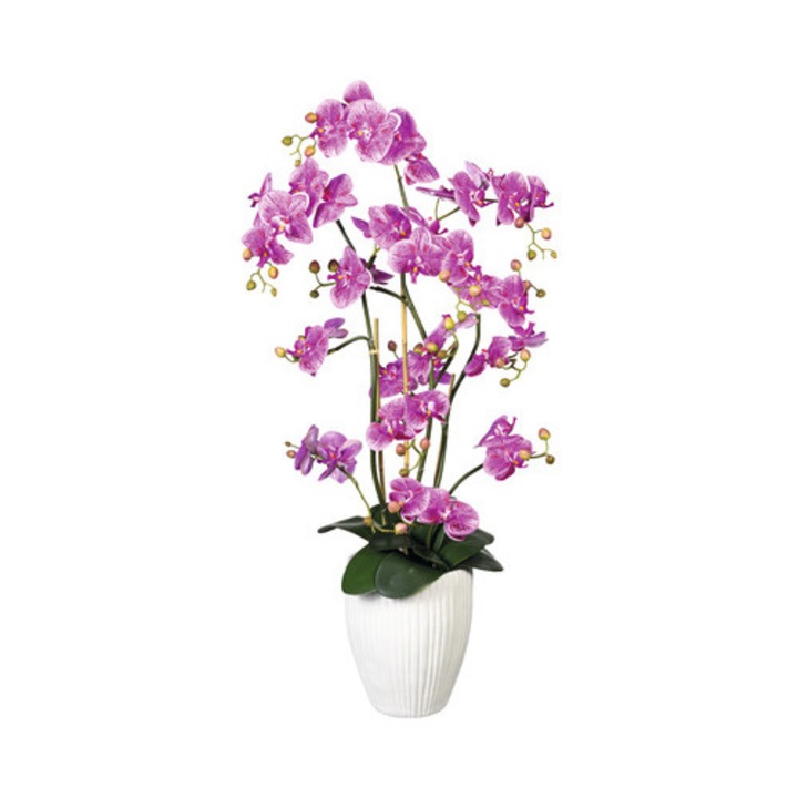 Planta Artificiala Orhidee Fluture Phalaenopsis In Vas H 110 Cm Lila