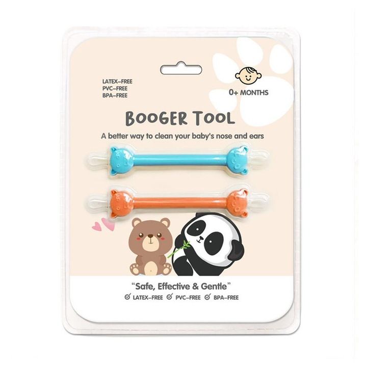 Set 2 Dispozitiv pentru curatare nas si urechi, Albastru/Portocaliu