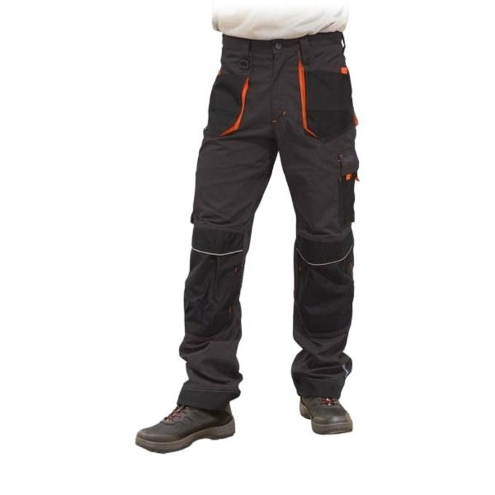 Pantaloni de lucru barbati, LEBER HOLLMAN, Poliester/Bumbac, Negru/Rosu, 58EU