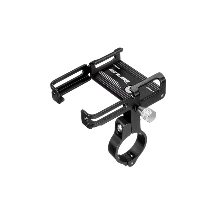 Univerzális telefontartó a motorkerékpár vagy kerékpár kormányán, 360 fokos elforgatással, 4" - 6,2" képernyőhöz alkalmas, fekete szín