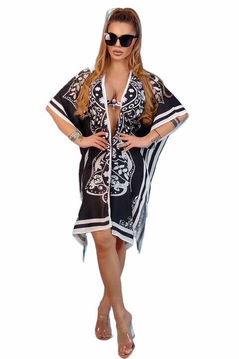 Дамска плажна туника, WildFashion, 222318, Полиестер, Бяло/Синьо, SM INTL