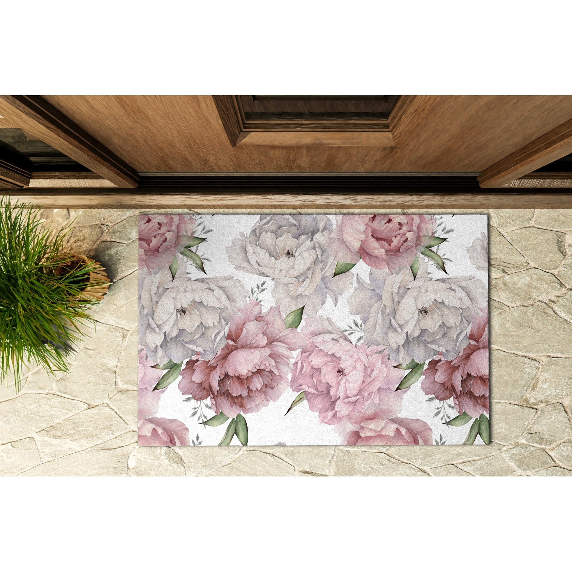 Covoras intrare usa, Coloray, Flora, Roz, 60 x 40 cm ...