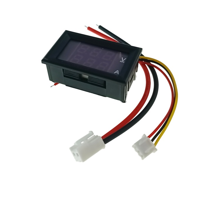 Voltmetru si ampermetru, capacitate masura DC 0 - 100V si 0 - 10A, afisaj digital, cu fire de conectare, negru Amperaj