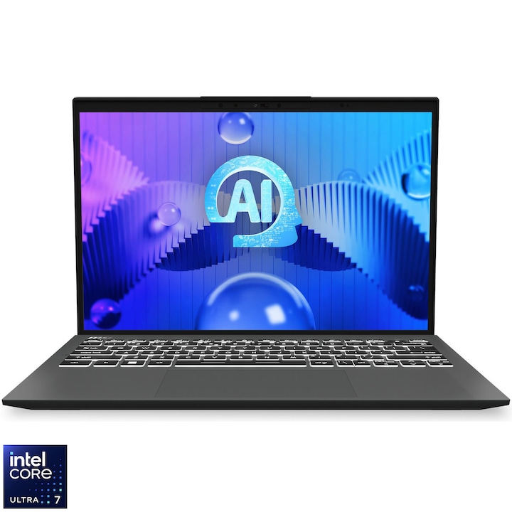 Laptop MSI Prestige 13 AI Evo A1MG cu procesor Intel® Core™ Ultra 7 155H pana la 4.8 GHz, 13.3", 2.8K, OLED, 32GB DDR5, 1TB SSD, Intel® Arc™ graphics, Windows 11 Pro, Gray Stellar