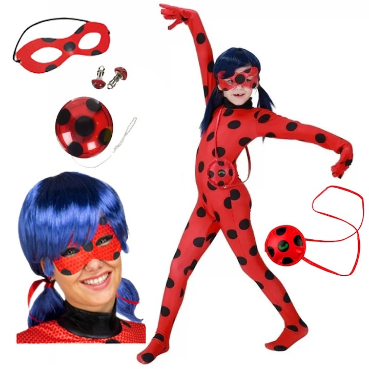 Set costum Buburuza Miraculoasa cu yoyo si accesorii pentru copii, KidMania®, 3-5 ani, 100 -110 cm