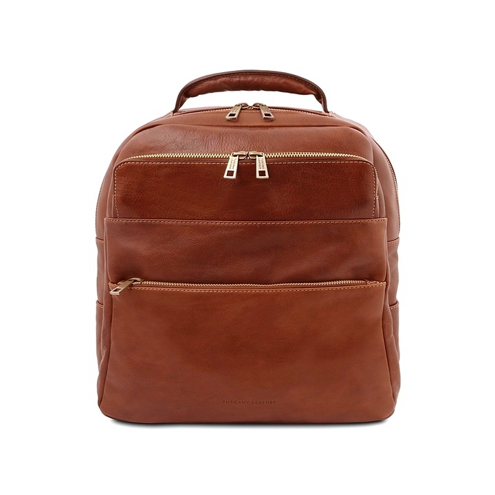 Rucsac din piele naturala vachetta, coniac, Util Land Fashion, R4055A