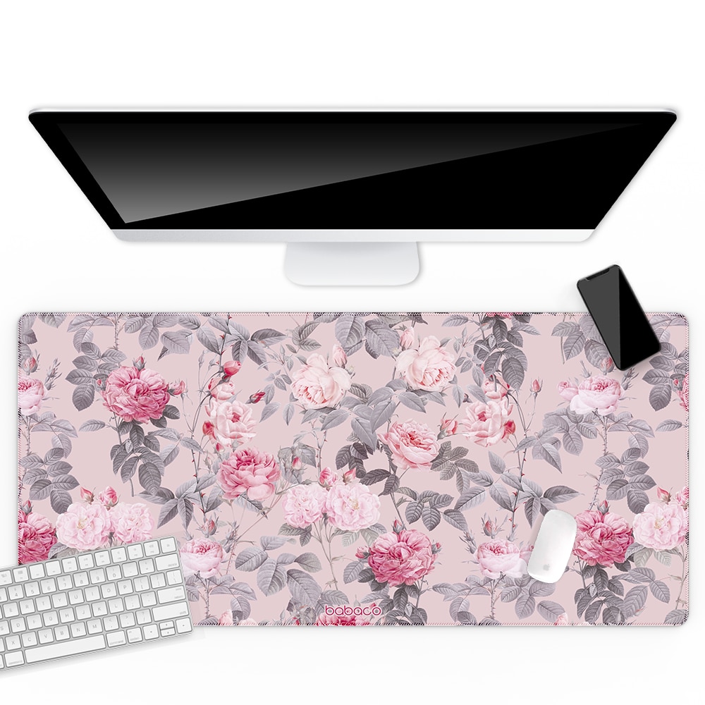 Mousepad, Babaco, Model- Flowers 068, 80x40cm, Roz - eMAG.ro