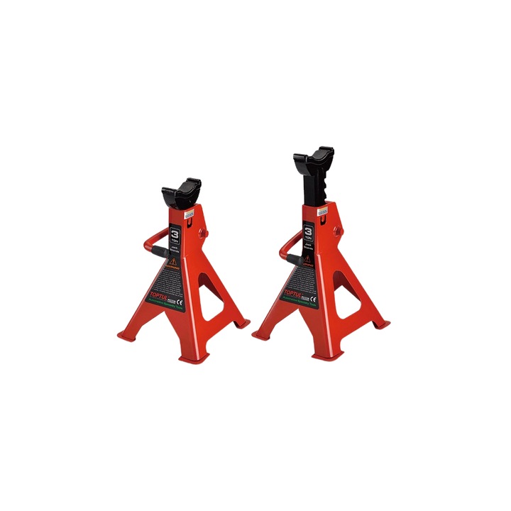 Toptul 2 db autótámasztó bak készlet, maximális teherbírás 3 tonna, állítható magasság 285-428 mm, alap 185 x 205 mm