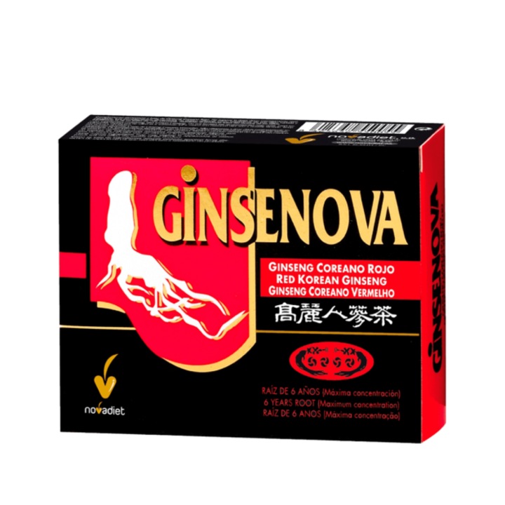 Supliment alimentar Ginsenova, extract de Ginseng Coreean Rosu cu 1000 mg la doza zilnica, 60 de capsule vegetale