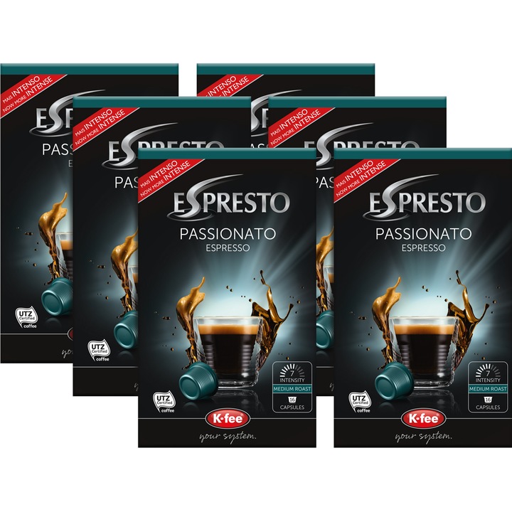 Set 6x Capsule Cafea Espresto Passionato, 96 Capsule, compatibile BeanZ