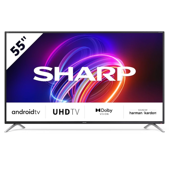 Телевизор Sharp LC-55EL2EA, 55”, 4K, Ultra HD, Android TV, Черен
