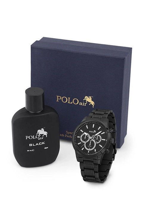 Мъжки комплект, Парфюм и часовник, Polo Air, черен