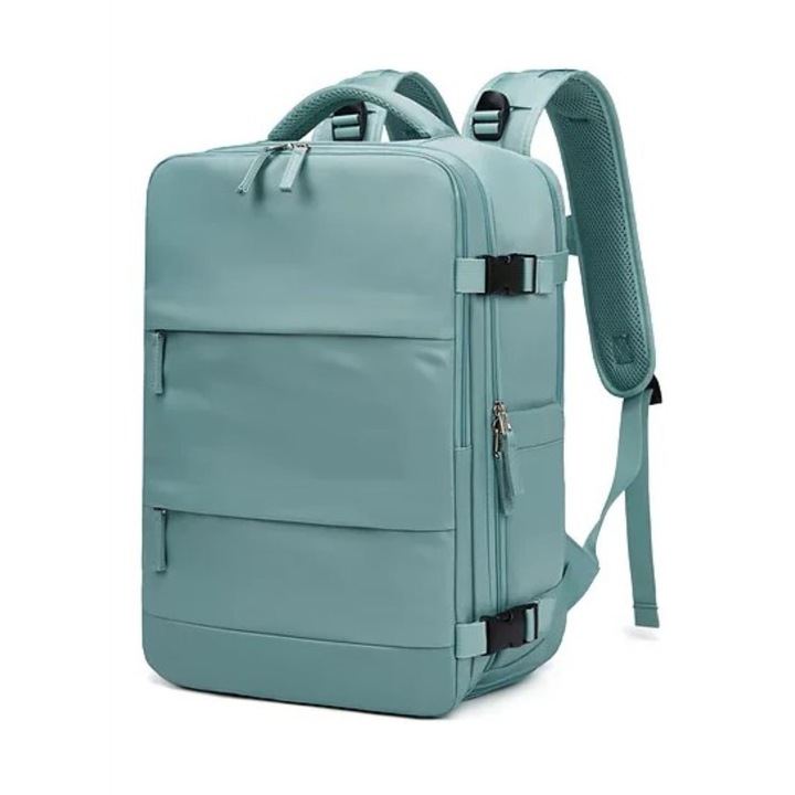 Раница за пътуване, ежедневна унисекс, водоустойчива, с отделение за обувки, лаптоп, подходяща за колеж и училище, с USB порт, мултифункционална, светло синя/тюркоазена, капацитет 24 л