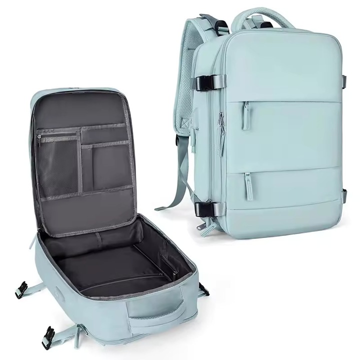 Раница за пътуване, лаптоп 15-16 инча, спортна, колеж, BNM Voyager, мултифункционална, водоустойчива, вътрешен органайзер, отделение за обувки, USB порт, салонен багаж, ергономична, просторна 46x30x20 см, синя