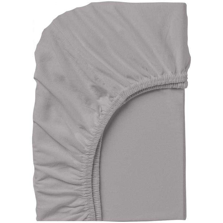 Чаршаф с ластик Dilios, 90x200x25 см, 100% ранфорс памук, 144TC, Сив