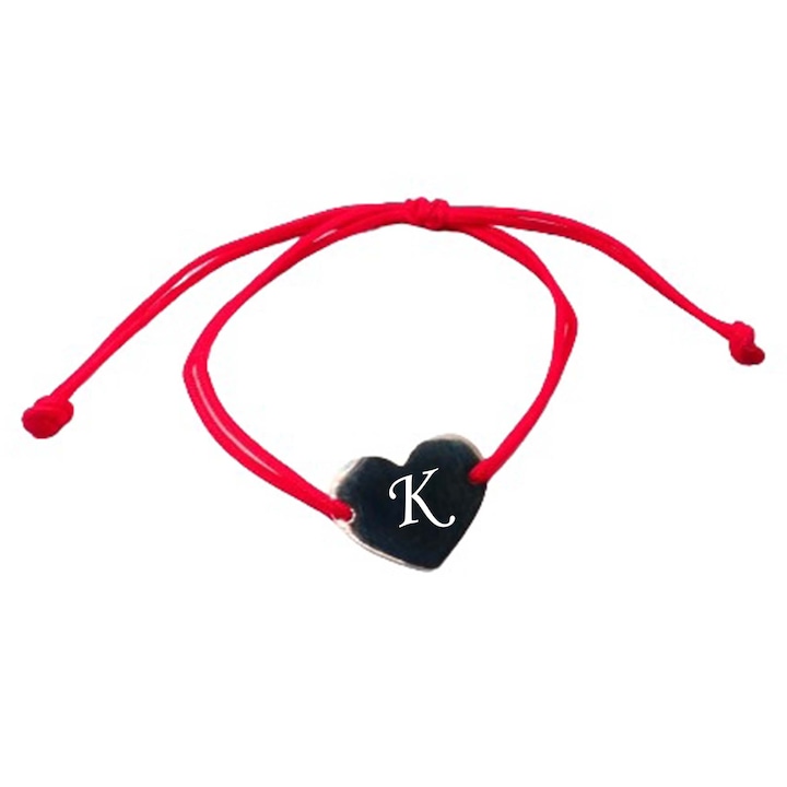 Bratara Snur Rosu Ajustabila, Cu Inima Pandantiv, Copii, Adulti, Gravata Litera Dalimag